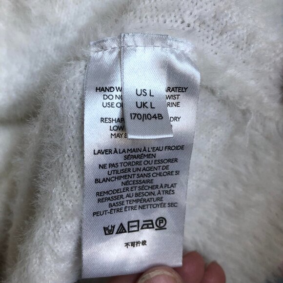 Maeve by Anthropology Rona Eyelash Deep Scoop Neck Sweater in Ivory Sz Large - Picture 5 of 9